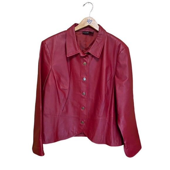 Shape FX Jackets & Blazers - SHAPE FX GENUINE 100% LEATHER RED CROPPED WOMEN JACKET/COAT SZ/ 22W